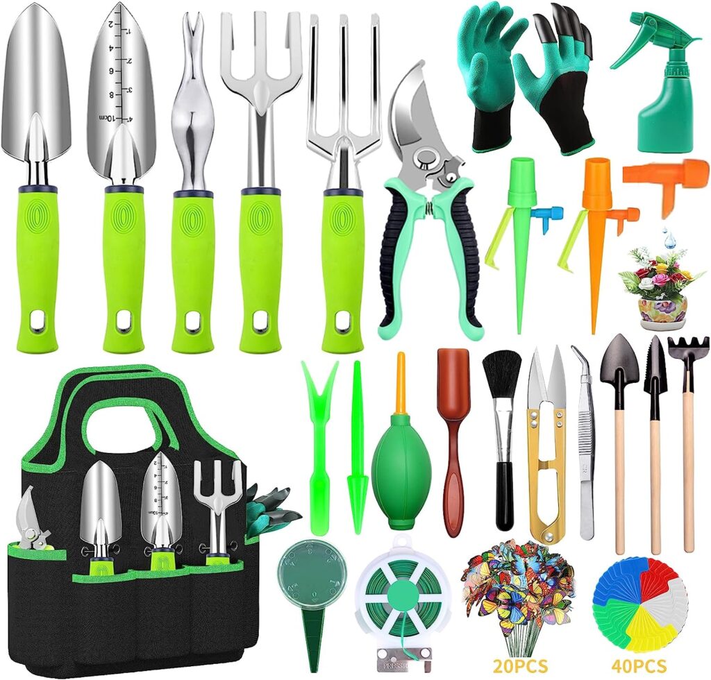 84 PCS Garden Tools Set,10pcs Succulent Tools Set Included 6pcs Large Heavy Duty Aluminum Gardening Hand Tools 12.5IN with Garden Tool Bag,Gloves Sprayer etc.Gardening Gifts for Men Women Garden Gifts