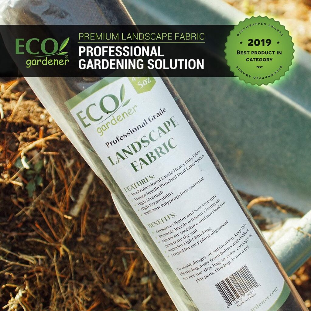 ECOgardener Premium 5oz Pro Garden Weed Barrier Landscape Fabric Durable  Heavy-Duty Weed Block Gardening Mat, Easy Setup  Superior Weed Control, Eco-Friendly  Convenient Design, 3ft x 100ft