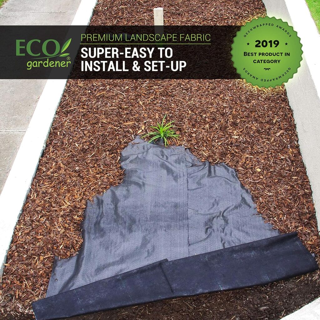 ECOgardener Premium 5oz Pro Garden Weed Barrier Landscape Fabric Durable  Heavy-Duty Weed Block Gardening Mat, Easy Setup  Superior Weed Control, Eco-Friendly  Convenient Design, 3ft x 100ft