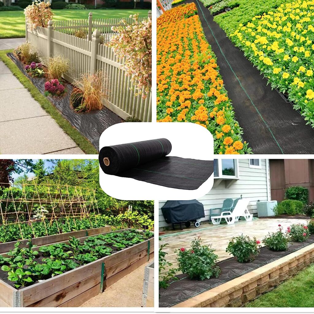 EXTRAEASY Garden Weed Barrier Landscape Fabric,Weed Block Fabric Heavy Duty 3.2OZ,Woven Mulch for Landscaping Ground Cover Weed Control Fabric, Black Garden Bed Liner (1.4ft x 50ft)