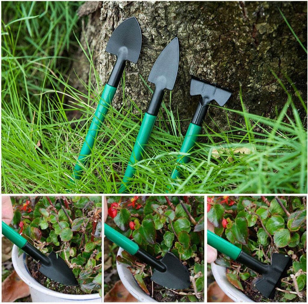 iCorer Garden Tool Set 10 Pieces,Gardening Kit with Duty Aluminum,Gardening Tools for Women Men… (Light Green)