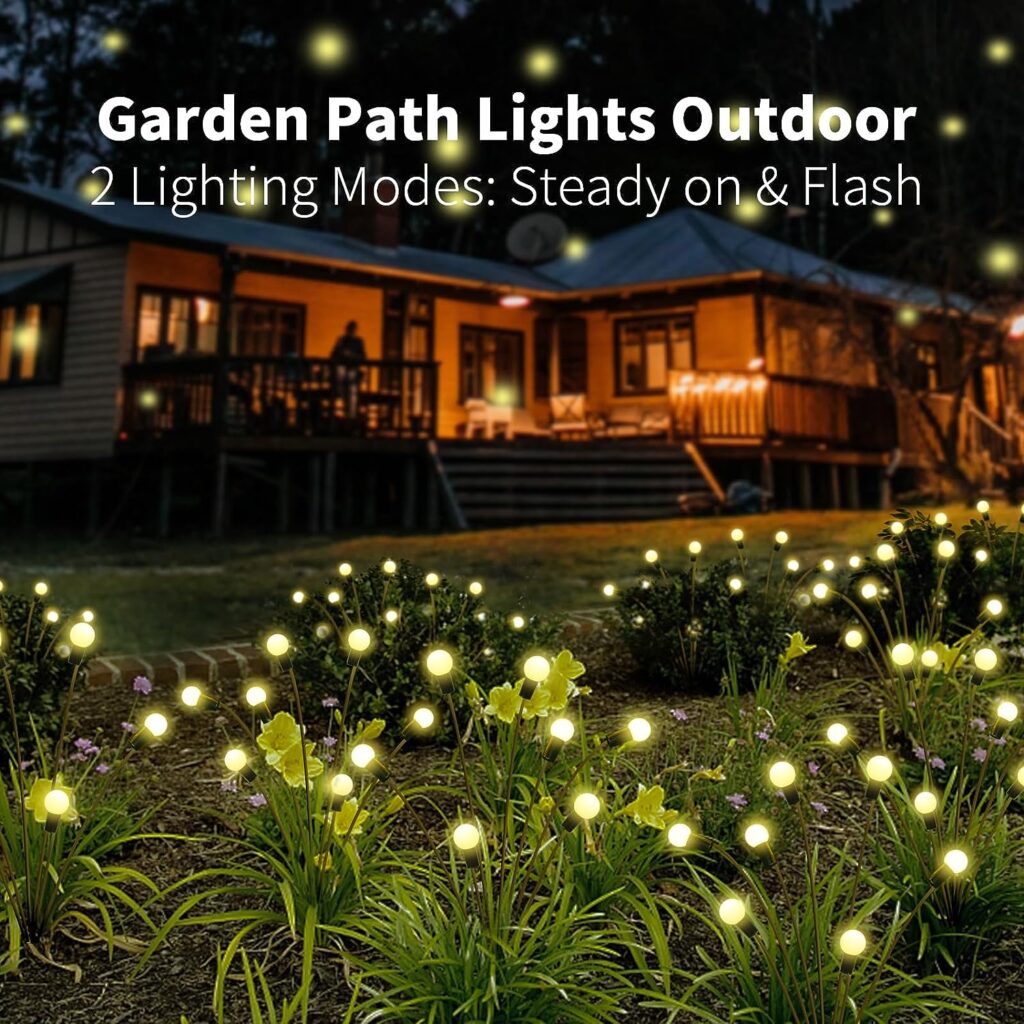 Newhale 8 Pack Solar Garden Lights Outdoor, Firefly Garden Lights Solar Outdoor 64 LED Swaying Lights Waterproof for Outside, Landscape Stake Lights Decorations for Yard, Patio, Pathway