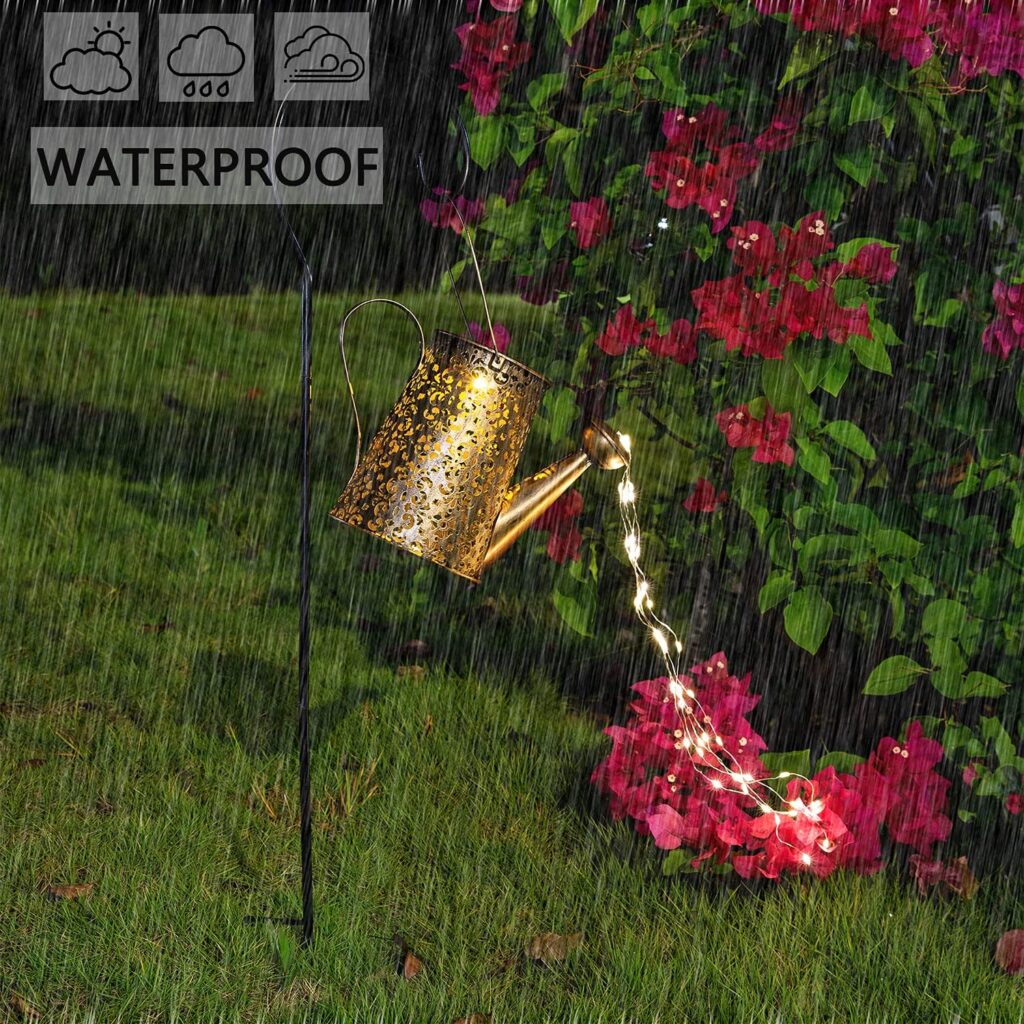 Solar Lights Outdoor Garden Decor, Large Hanging Lantern Waterproof Watering Can Landscape Lights Outside Decorations for Yard Front Porch Patio Backyard Gardening Gift for Mom Grandma Women Birthday