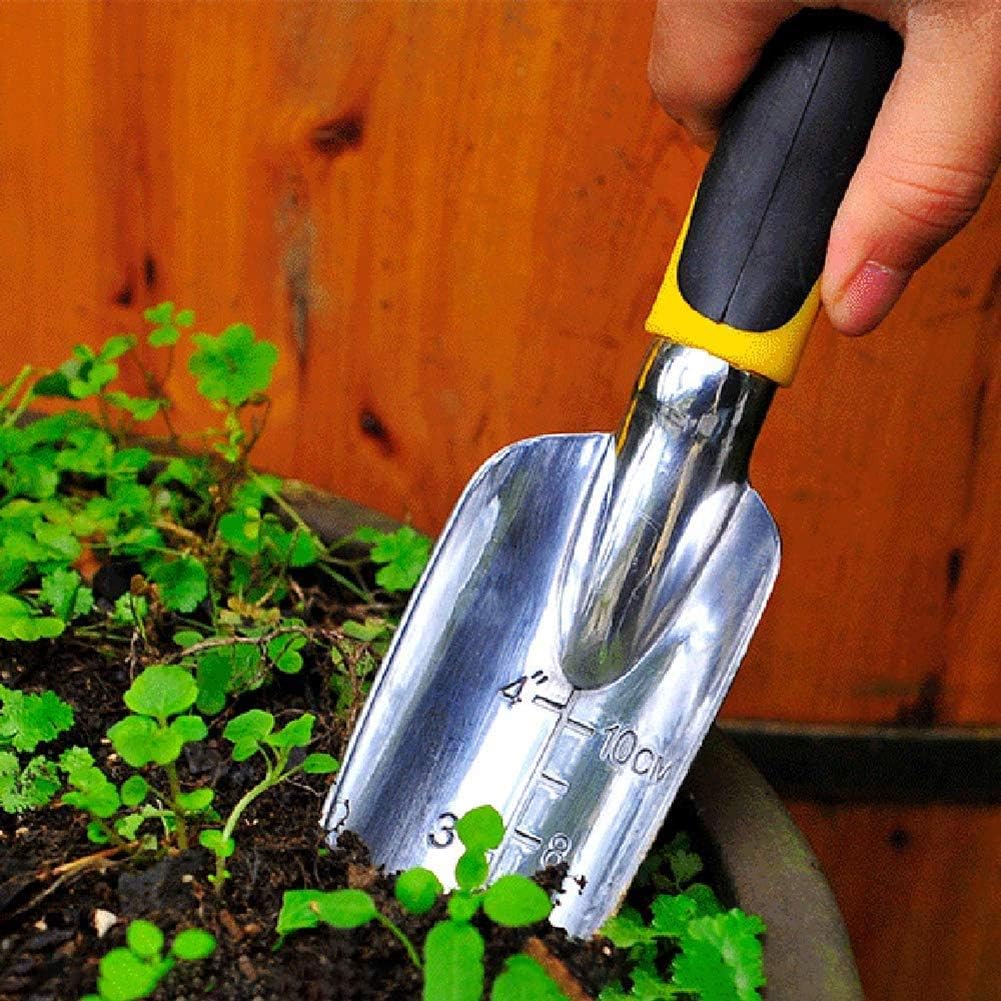 SXBBSMC Garden Trowel, Hand Shovel, 2 Piece Cast-Aluminum Heavy Duty with Soft Rubber Handle Gardening Tools, Small Hand Tools for Weeding, Transplanting, Digging