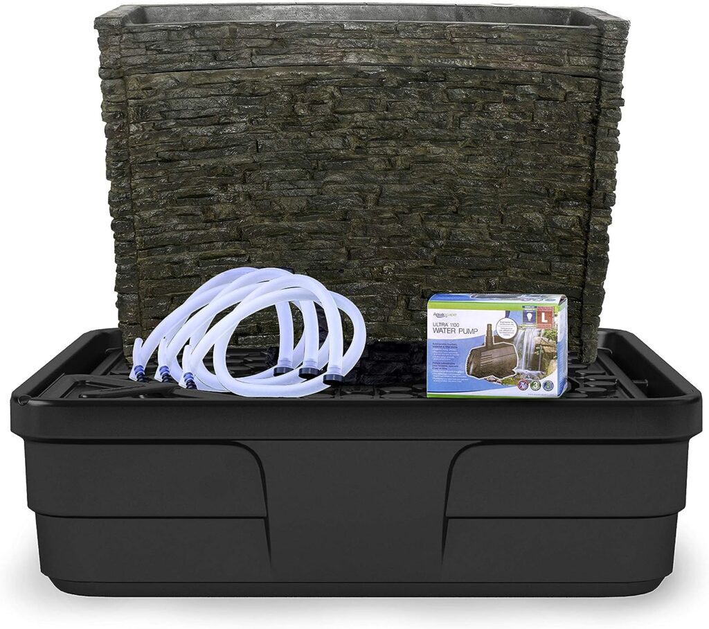 Aquascape Stacked Slate Spillway Wall Landscape Fountain Kit with Aquabasin and Ultra Pump, 32-inch | 78269