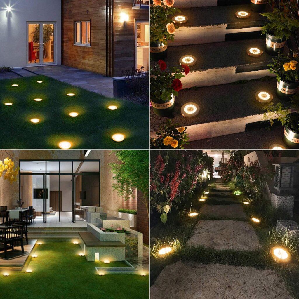 Brizled 12 Pack Solar Disk Lights, 8 LED Solar Ground Lights, Outdoor Garden Disc Lights, Flat Solar In-Ground Lights Waterproof Landscape Lighting for Pathway Lawn Yard Driveway Walkway, Warm White
