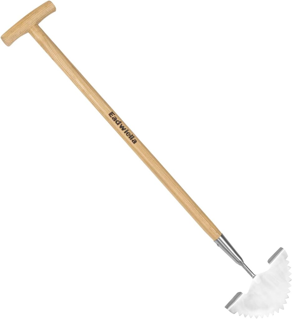 Half Moon Edger Manual Lawn Edger Tool Hand Turf Edger Shovel Garden Edging Tool 39“ for Landscaping, Sidewalk, Garden Bed, Driveway, Yard Grass Trenching Spade with Wood T Handle