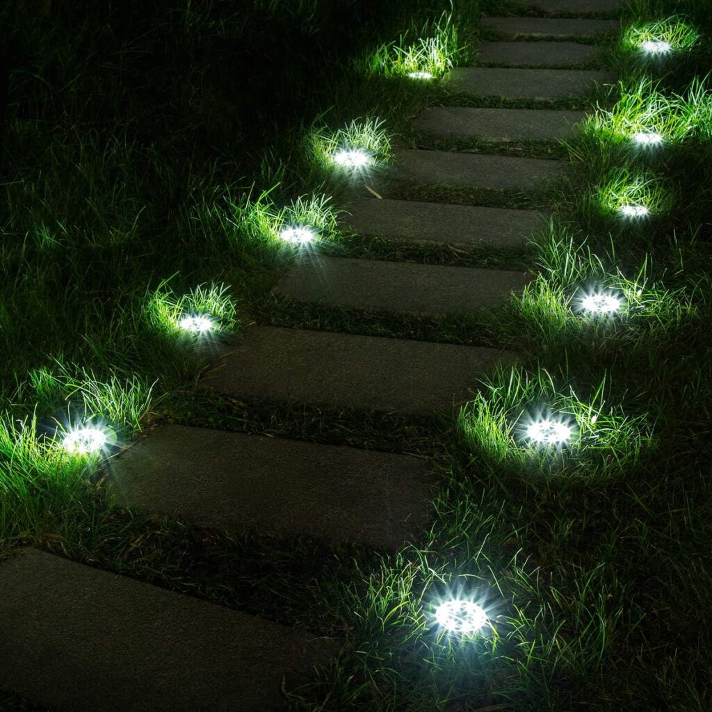 SOLPEX 12 Pack Solar Ground Lights, 8 LED Solar Powered Disk Lights Outdoor Waterproof Garden Landscape Lighting for Yard Deck Lawn Patio Pathway Walkway (White) - Amazon.com