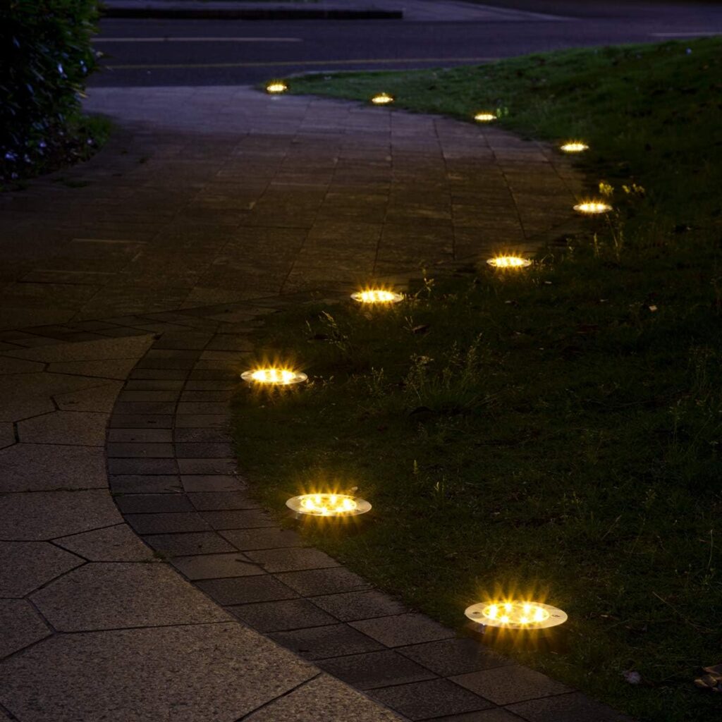 SOLPEX 20 Pack Solar Ground Lights, 8 LED Solar Powered Disk Lights Outdoor Waterproof Garden Landscape Lighting for Yard Deck Lawn Patio Pathway Walkway (Cold White/Warm White) - Amazon.com