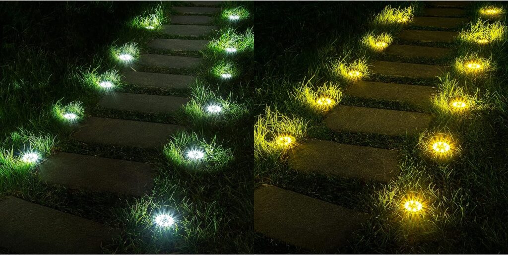 SOLPEX 20 Pack Solar Ground Lights, 8 LED Solar Powered Disk Lights Outdoor Waterproof Garden Landscape Lighting for Yard Deck Lawn Patio Pathway Walkway (Cold White/Warm White) - Amazon.com