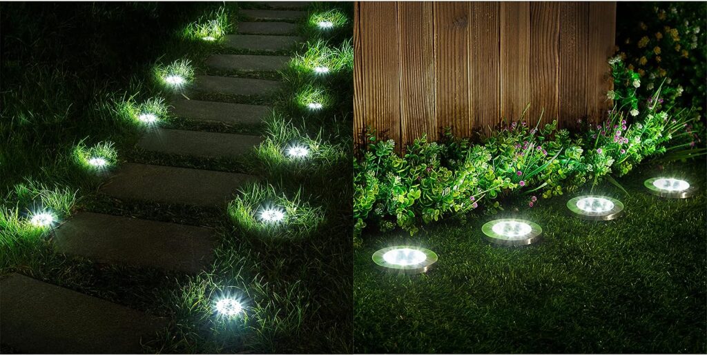 SOLPEX 24 Pack Solar Ground Lights, 8 LED Solar Powered Disk Lights Outdoor Waterproof Garden Landscape Lighting for Yard Deck Lawn Patio Pathway Walkway (White) - Amazon.com