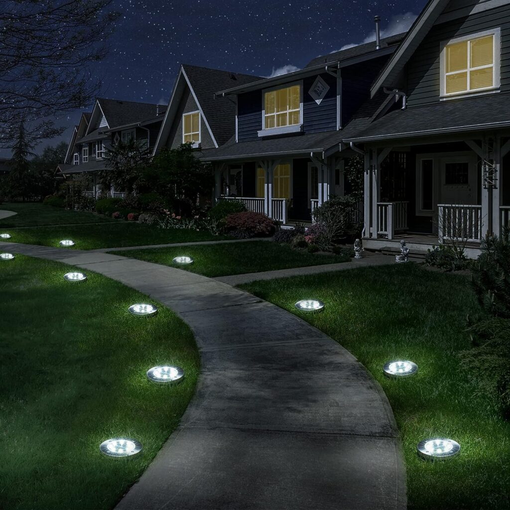 SOLPEX Solar Lights Outdoor 12 Pack, 8 LED Solar Ground Lights Waterproof Landscape Lawn Lighting for Garden Yard Deck Walkway Patio Pathway (White)