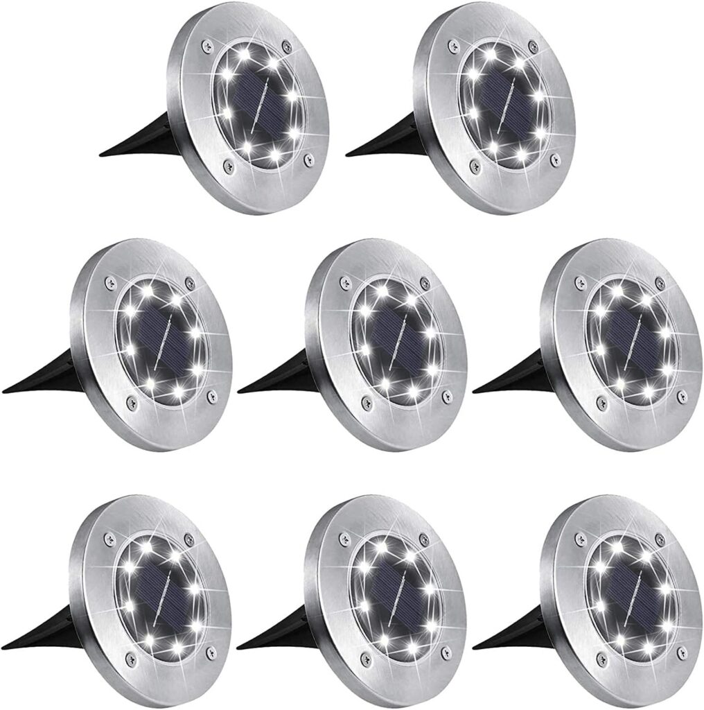 Aogist Solar Ground Lights,8 Pack In-Ground Lights 8 LED Garden Lights Patio Disk Lights Outdoor Landscape Lighting for Lawn Patio Pathway Yard Deck Walkway