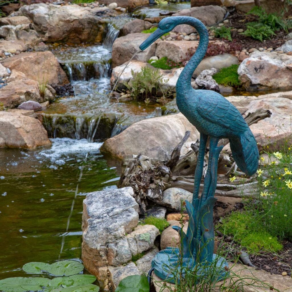 Aquascape 78313 Crane with Lowered Head Pond and Garden Water Fountain, Patina