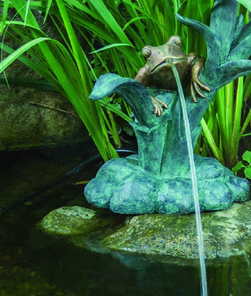 Aquascape Frog on Reed Fountain Spitter with Pump for Pond, Garden and Water Features | 78211