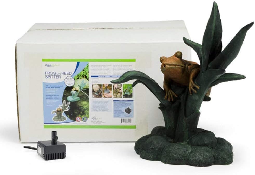 Aquascape Frog on Reed Fountain Spitter with Pump for Pond, Garden and Water Features | 78211