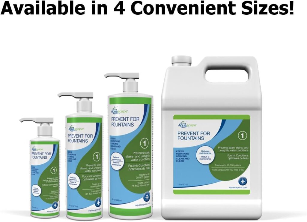Aquascape PREVENT Water Treatment for Fountains, Waterfalls, Rock and Gravel, Prevent White-scale Buildup, Stains, Foam and Other Unsightly Water Conditions, 1 gallon / 3.78 L | 96076