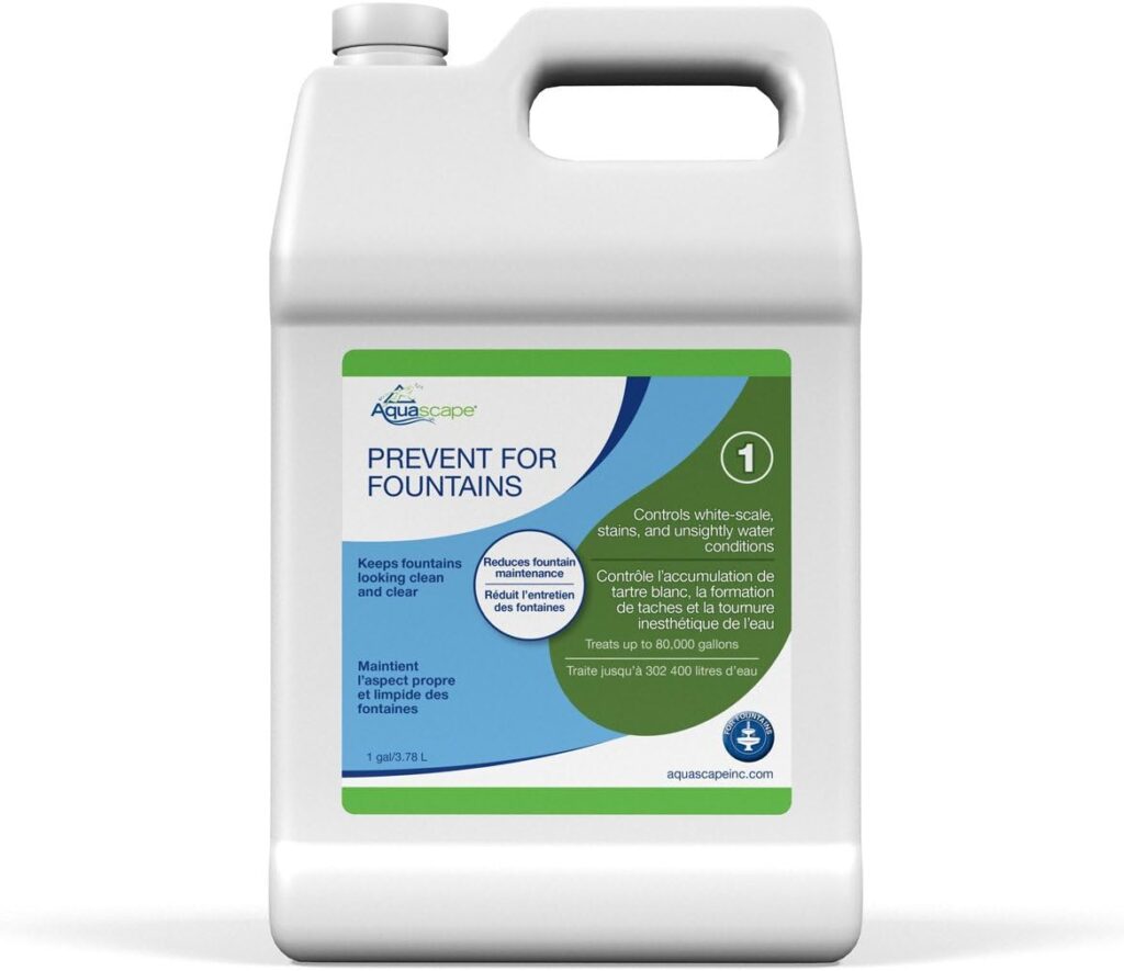 Aquascape PREVENT Water Treatment for Fountains, Waterfalls, Rock and Gravel, Prevent White-scale Buildup, Stains, Foam and Other Unsightly Water Conditions, 1 gallon / 3.78 L | 96076