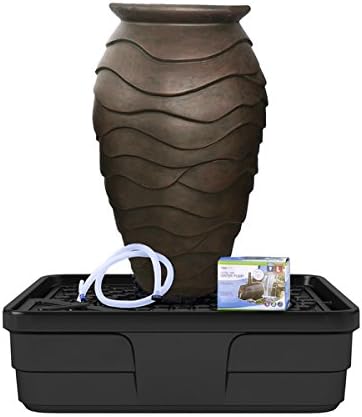 Aquascape Scalloped Urn Landscape Fountain Kit with Aquabasin and Ultra Pump, Medium | 78270, Brown