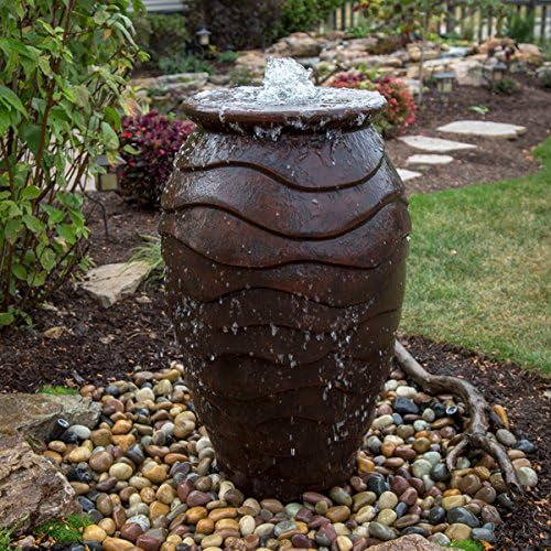Aquascape Scalloped Urn Landscape Fountain Kit with Aquabasin and Ultra Pump, Medium | 78270, Brown
