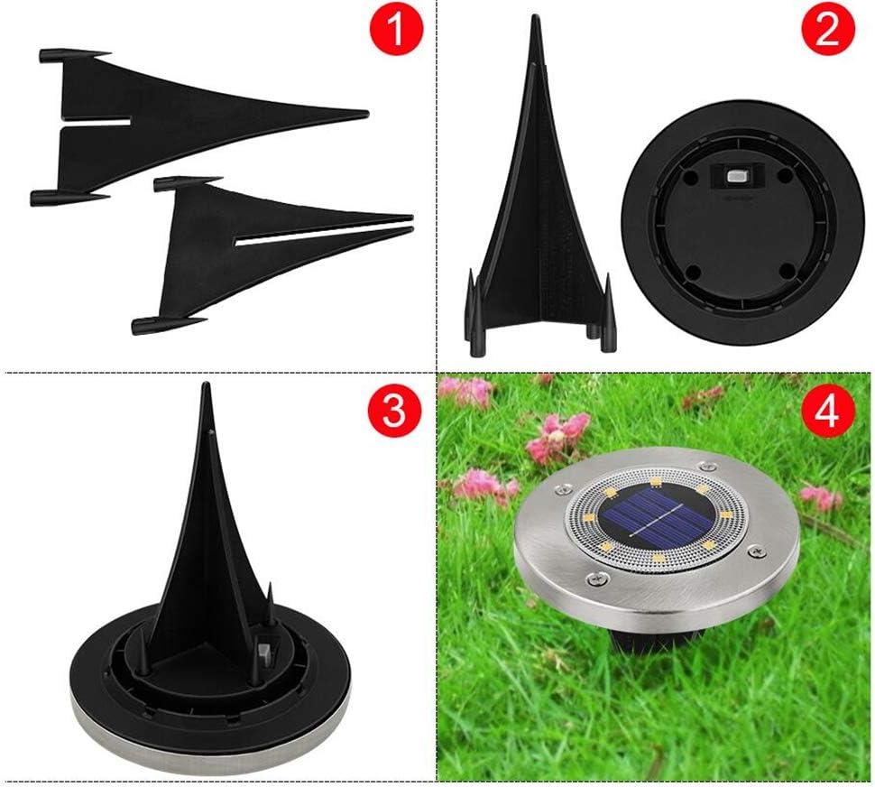 Solar Ground Lights Outdoor 8 LED Disk Light Solar Powered In-Ground Lights Waterproof Landscape Lighting for Outdoor Lawn Path Yard Patio Pathway Walkway,Warm White,Sliver Finish4 Pack